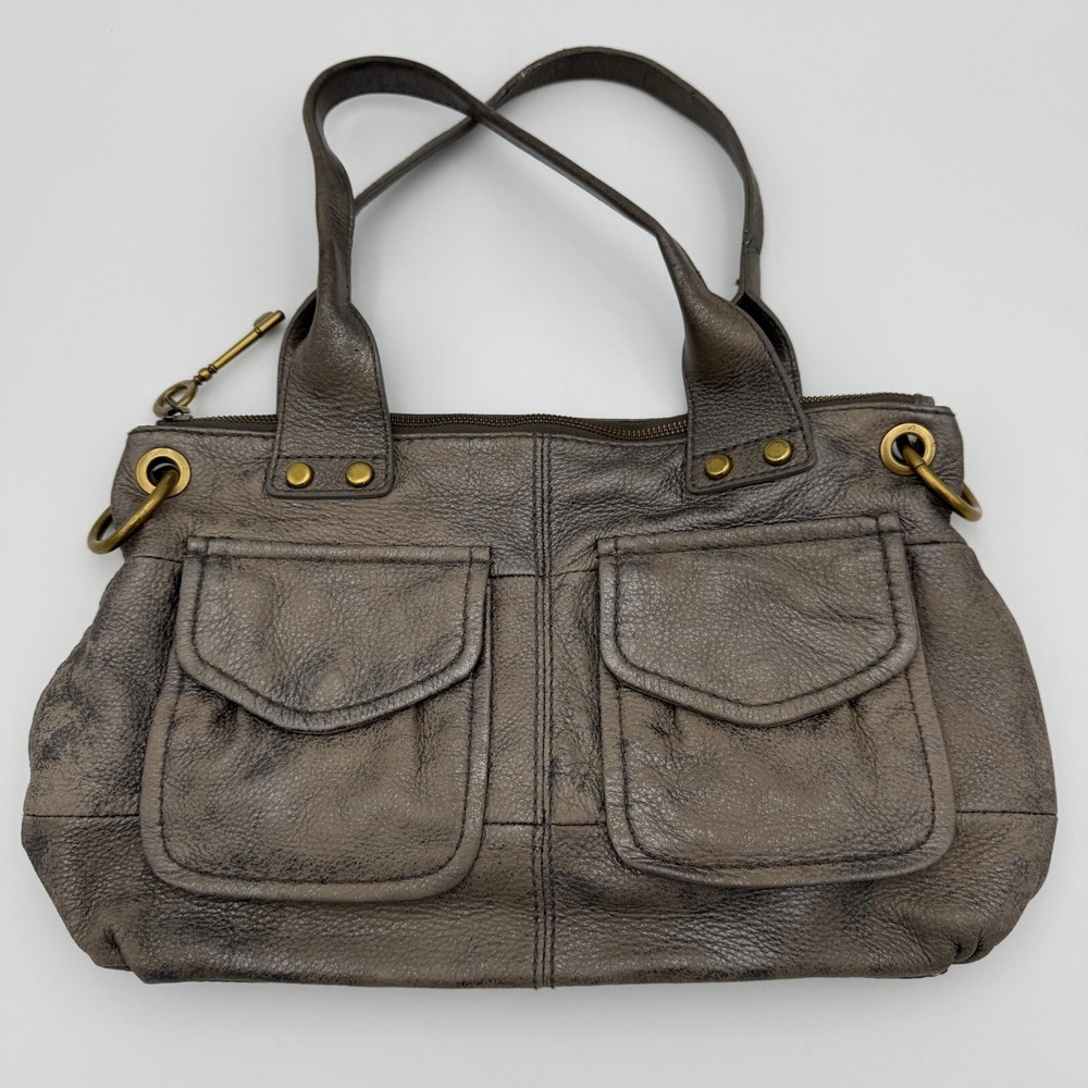 Fossil Purse Gray‎ Cowhide Leather Boho Classic Shoulder Bag Long Live Vintage